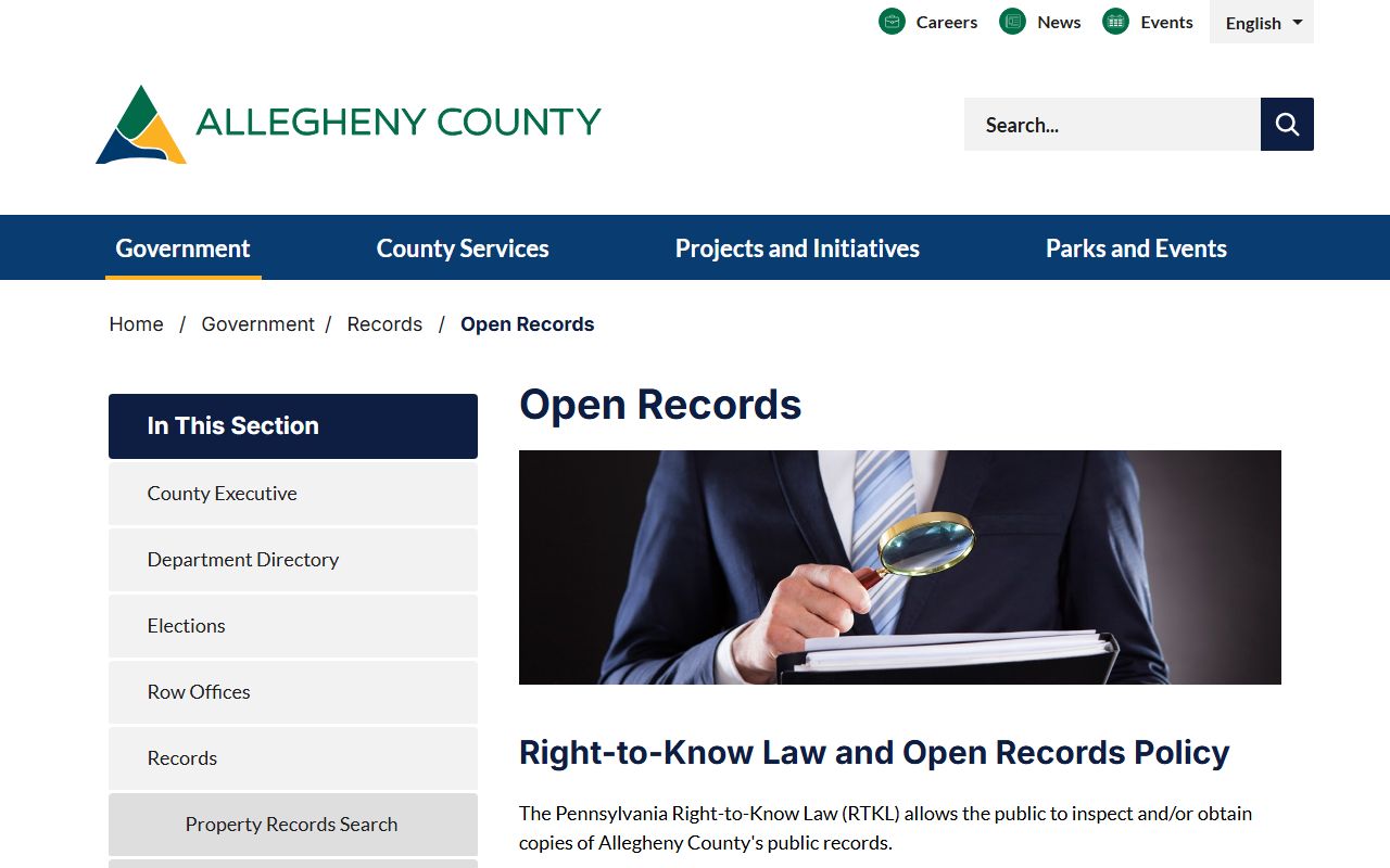 Allegheny County inmate population open records request channel
